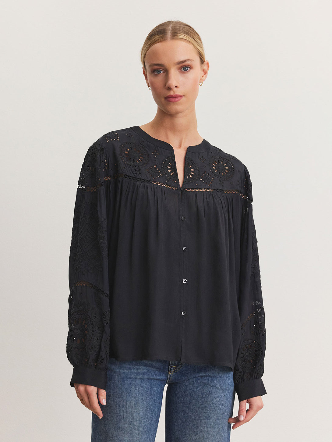 Libby Eyelet Top - Black