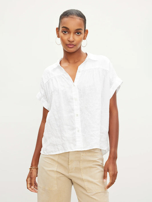 Aria Linen Shirt - White