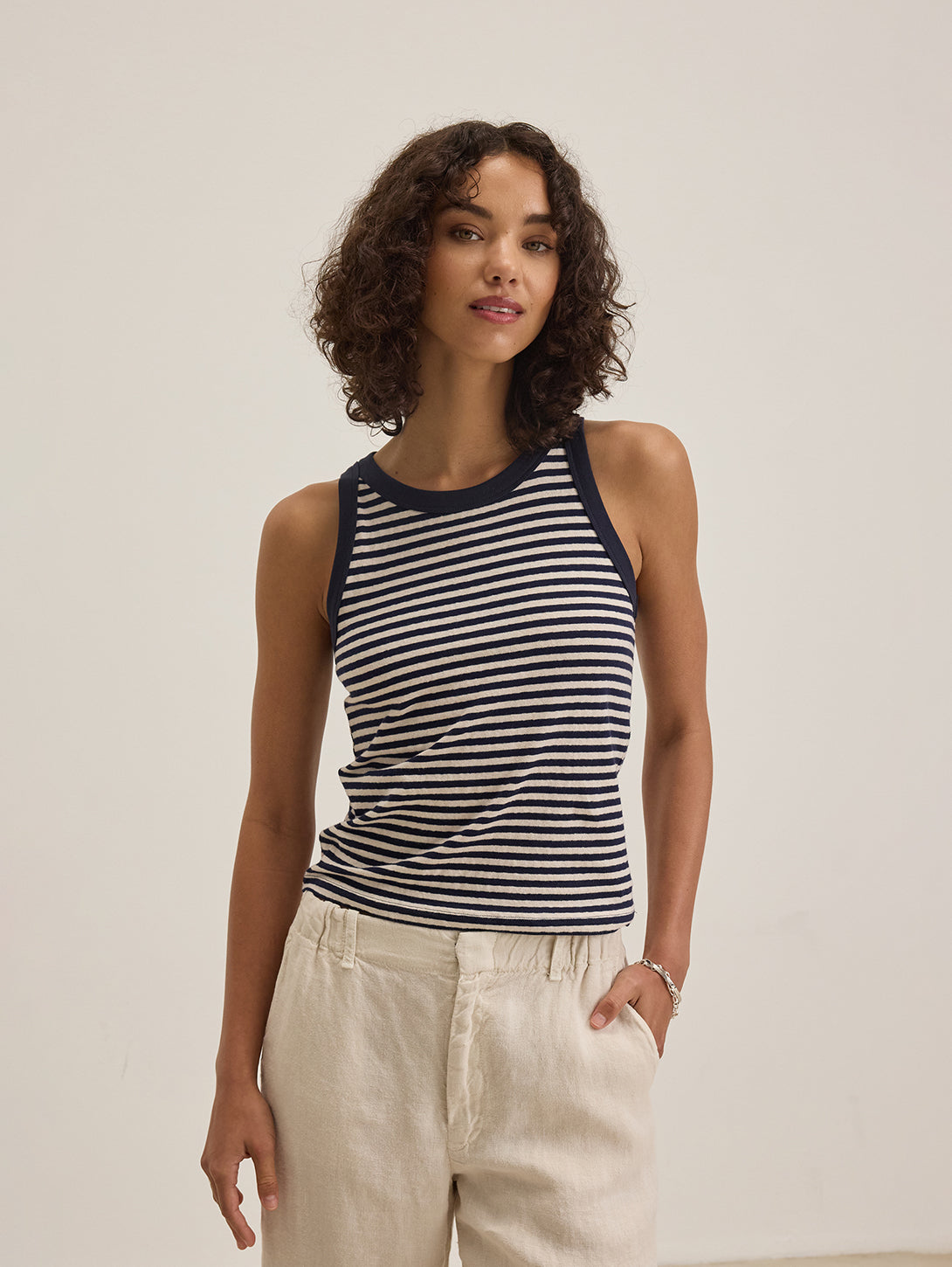 Lua Stripe Tank Top - Navy