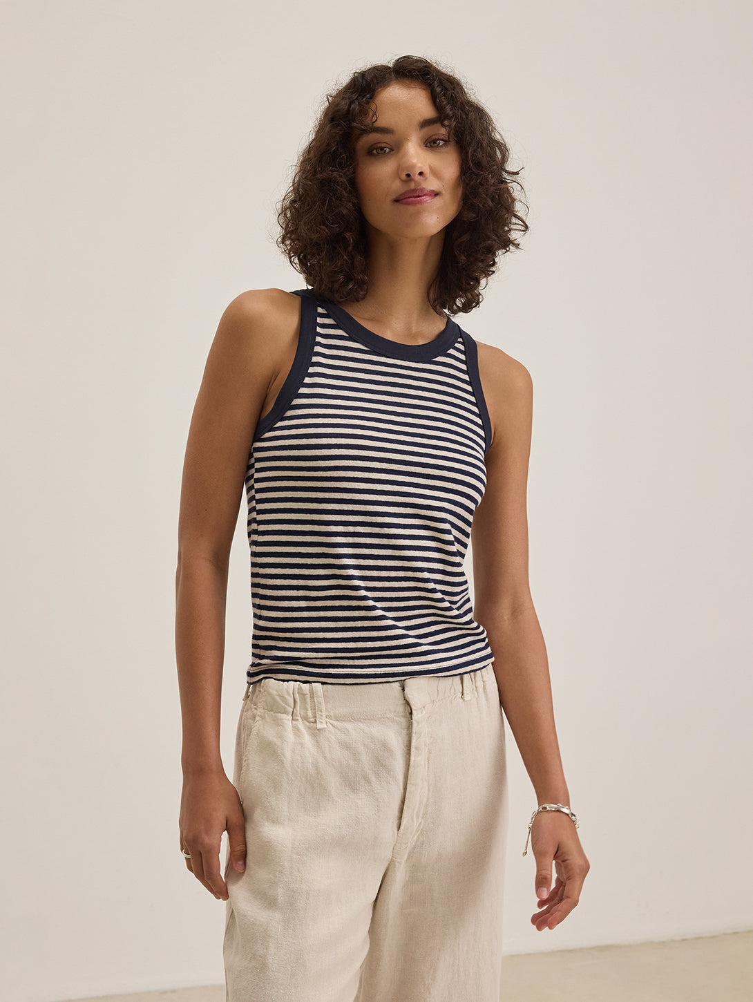 Lua Stripe Tank Top - Navy