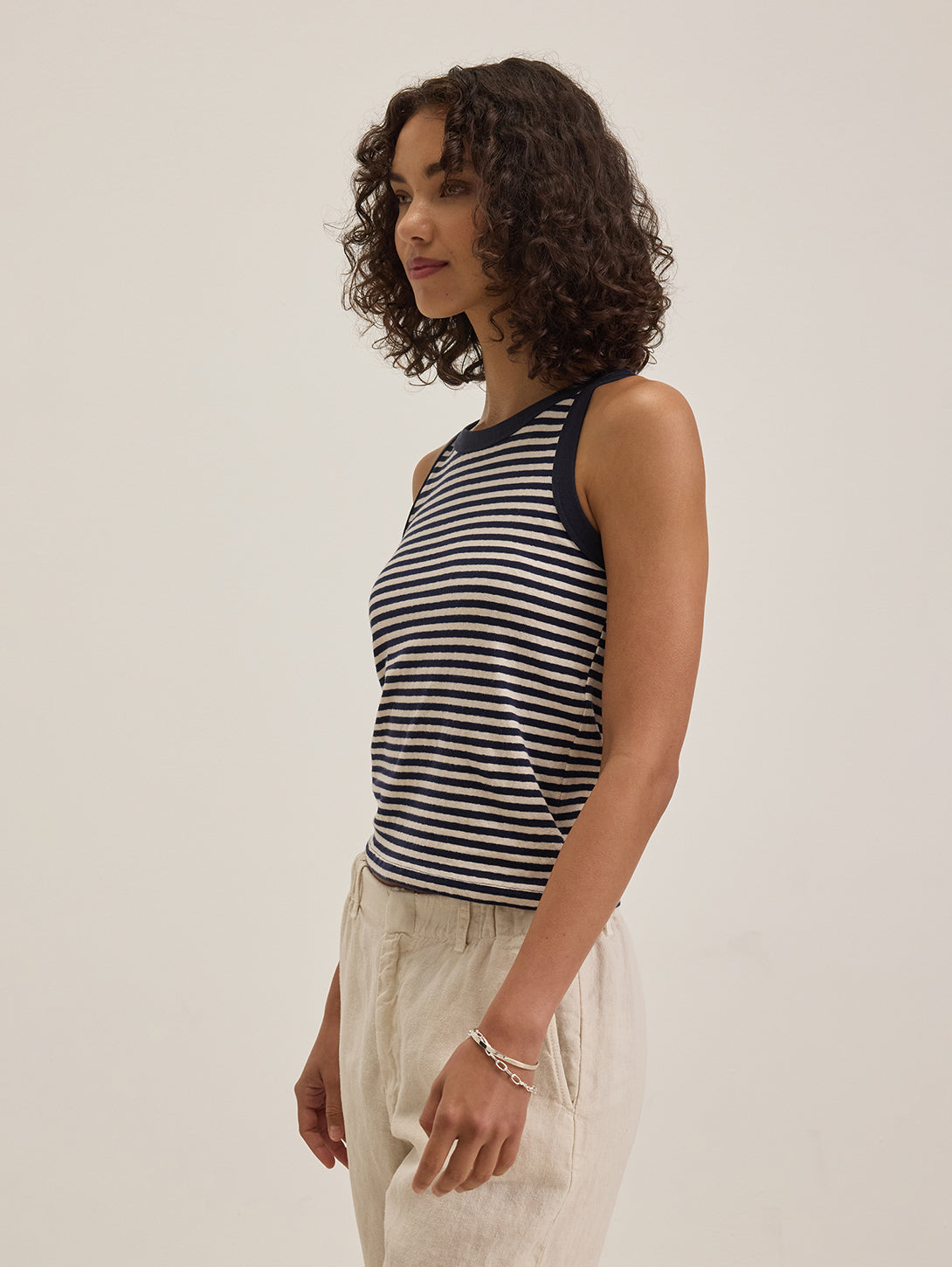 Lua Stripe Tank Top - Navy