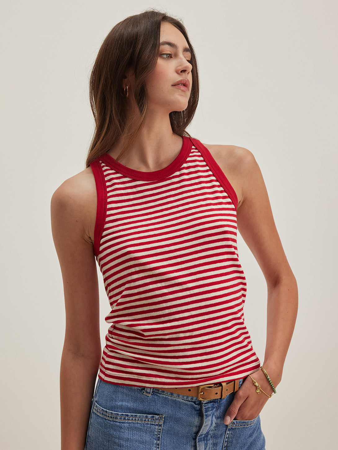 Lua Stripe Tank Top - Red