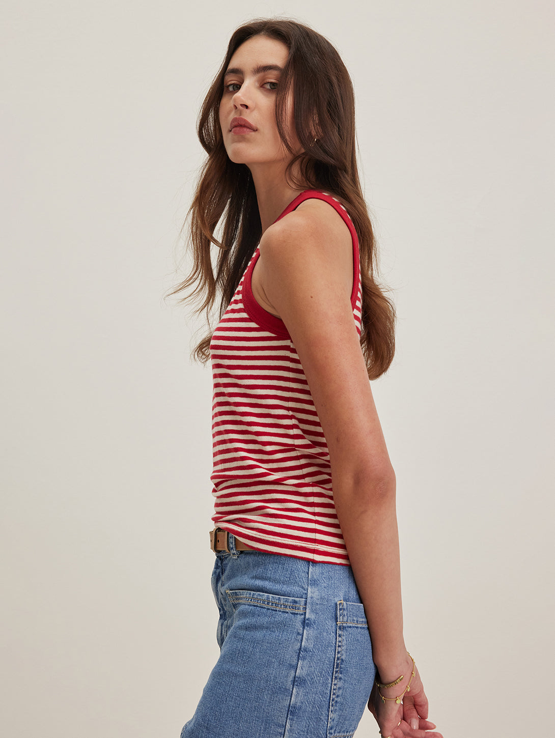 Lua Stripe Tank Top - Red