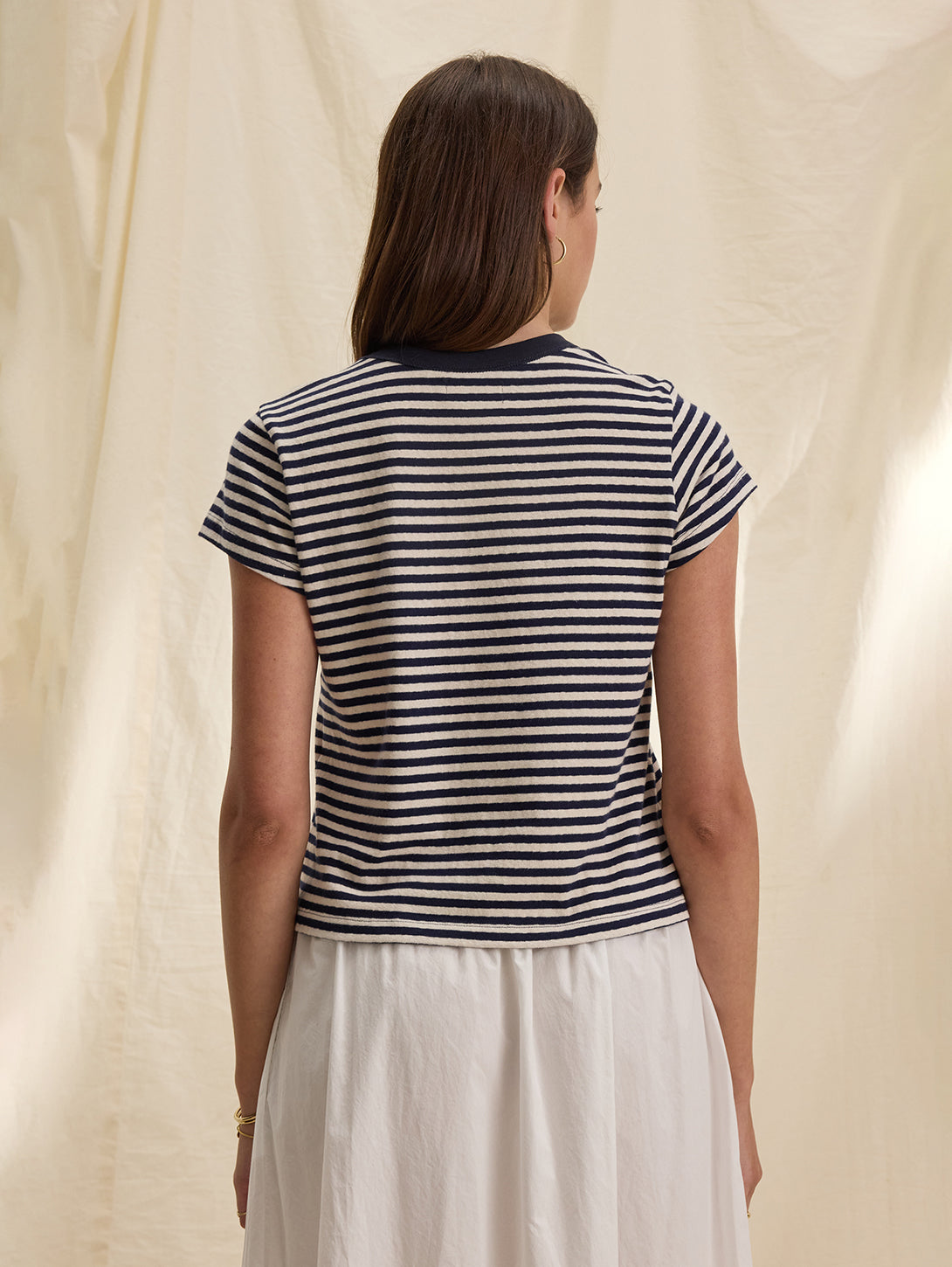 Tash Stripe Crew Tee - Navy