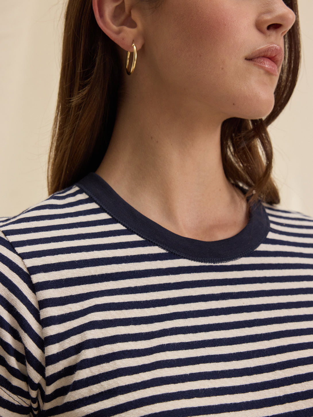 Tash Stripe Crew Tee - Navy